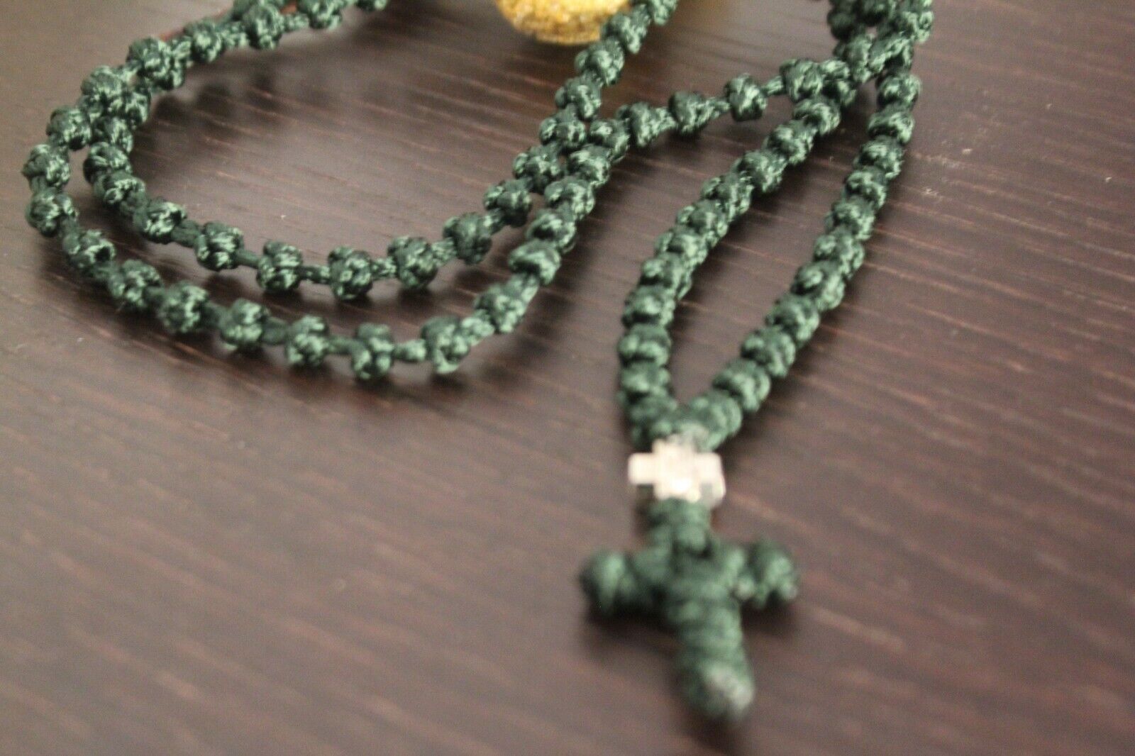 100 knots Green Orthodox Prayer rope Plain rosary with Cross bead Chotki gift