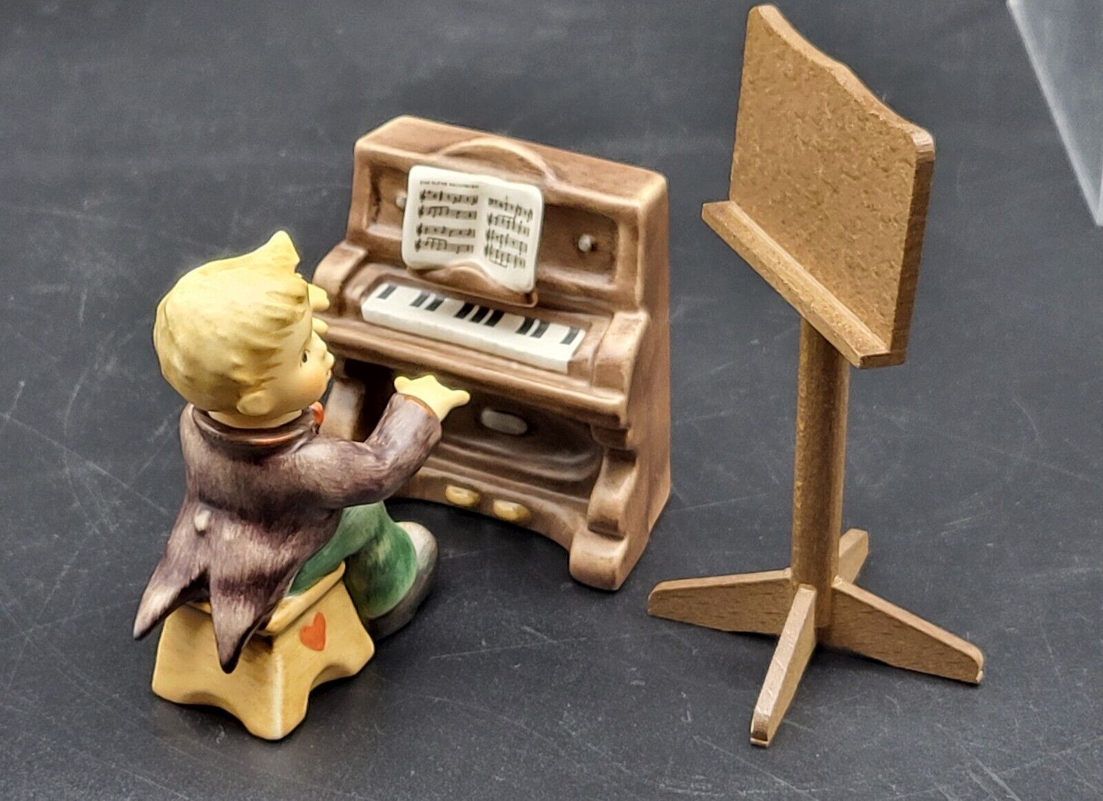 vintage 3 piece hummel figurine set, Little Concerto, #2257, Boy, piano