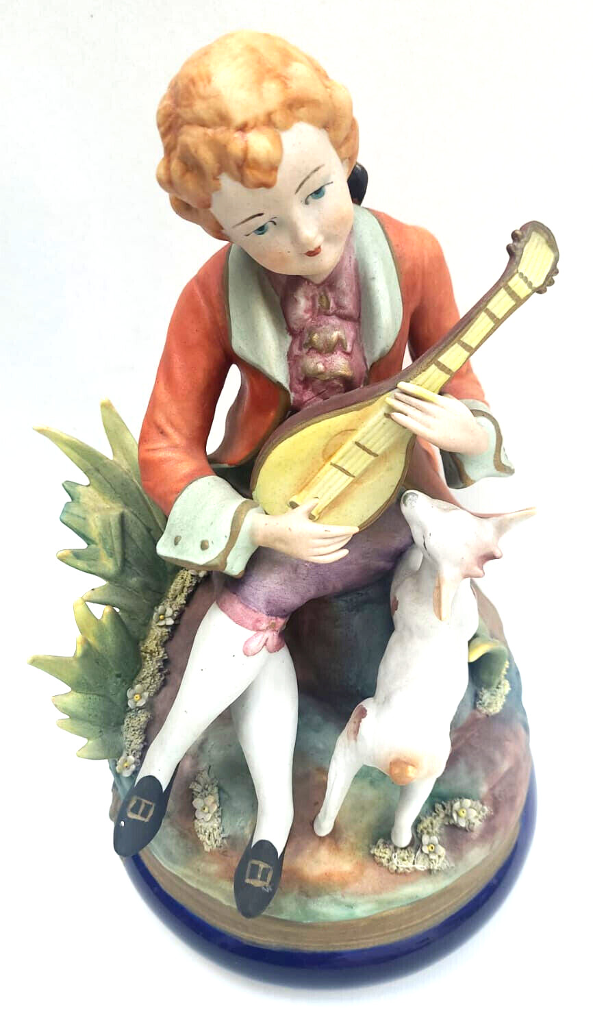Victorian Austrian Figurine - Boy Playing Lute with Lamb - Mozart Era - 11\