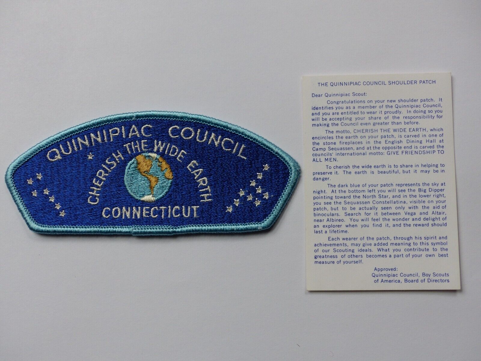 Unused Quinnipiac Council Connecticut Shoulder Patch Boy Scout BSA CSP Type S1