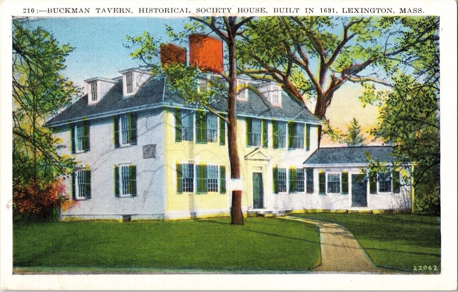 Buckman Tavern Historical Society House Built Lexington Mass. WB Postcard UNP
