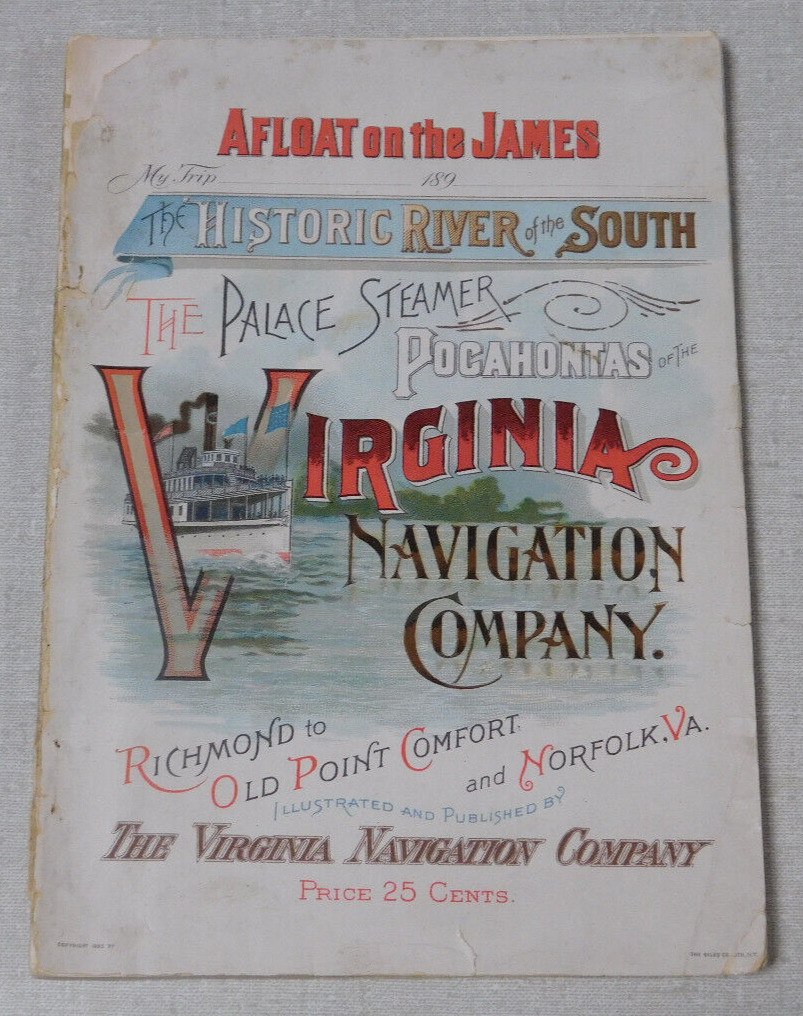 1890\'s Virginia Navigation Company Afloat on the James River steamer trip book