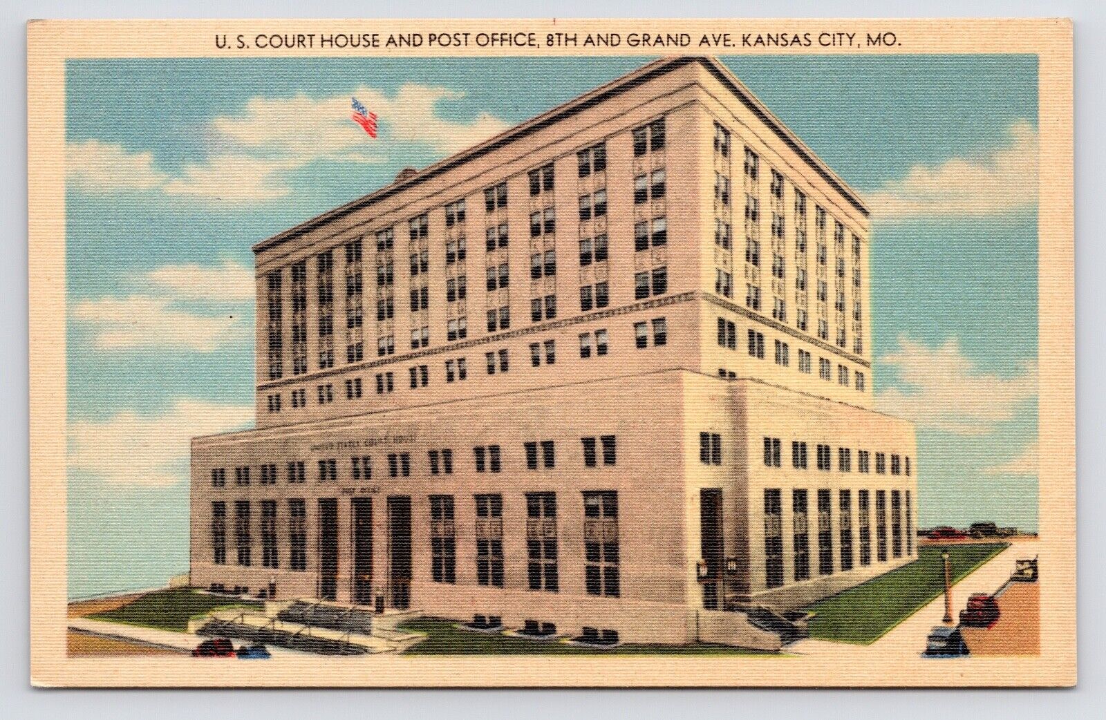 c1940s~Kansas City Missouri MO~Court House & Post Office~8th & Grand~Postcard