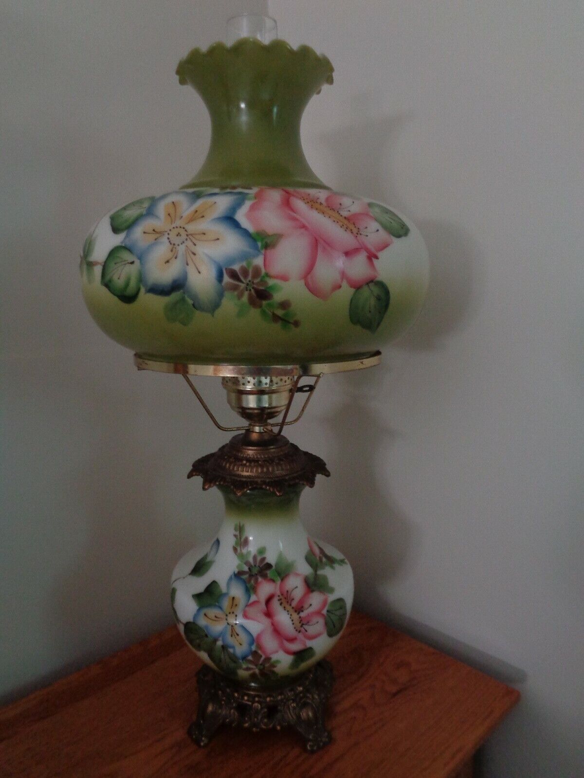  ANTIQUE HURRICANE Table LAMPS RARE~ handpainted  X-TRA LARGE GREAT GIFTS GWTW