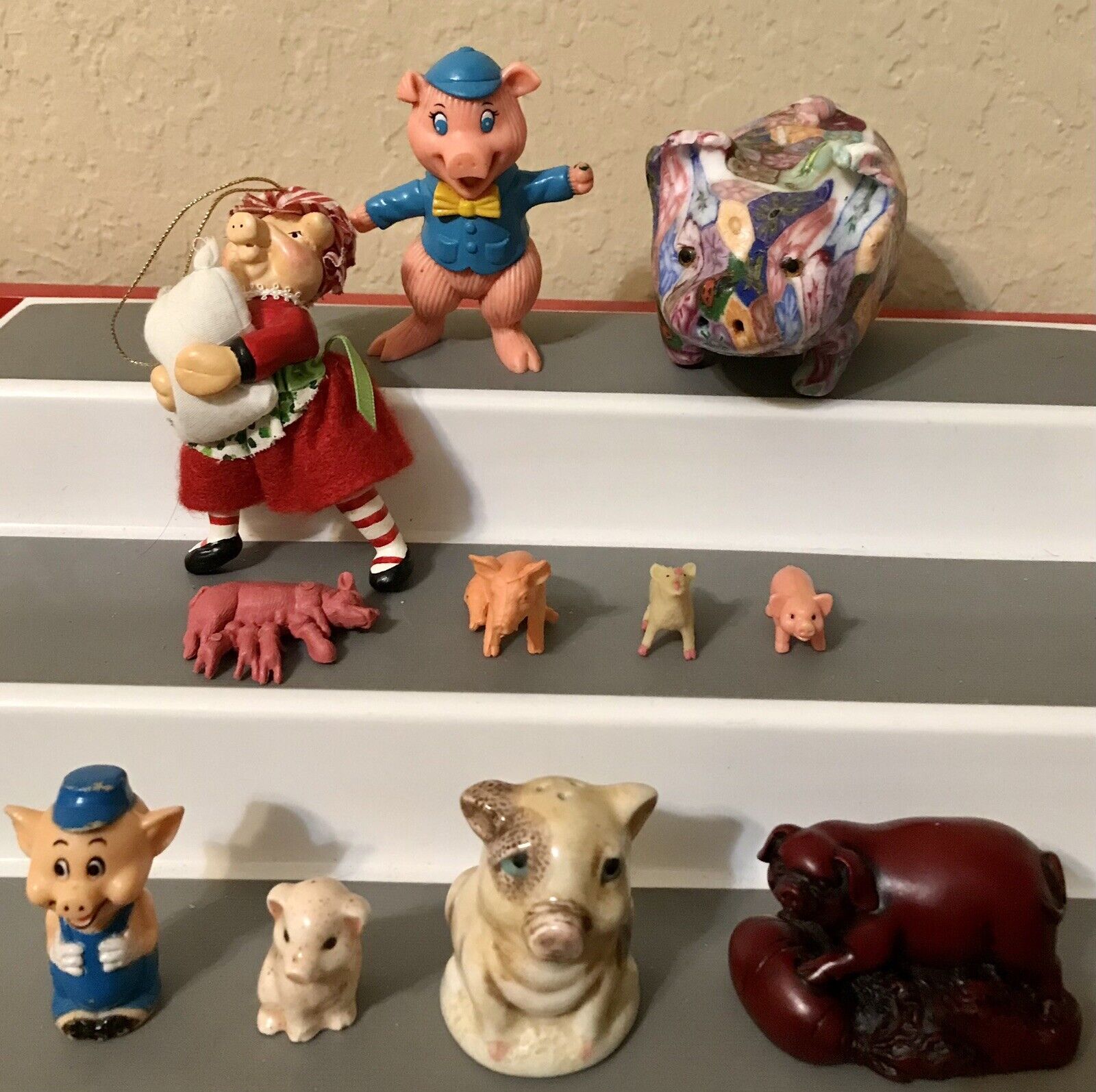 Vintage Ceramic/Porcelain PVC Disney Pig & Piglet Farm Animal Figures Lot