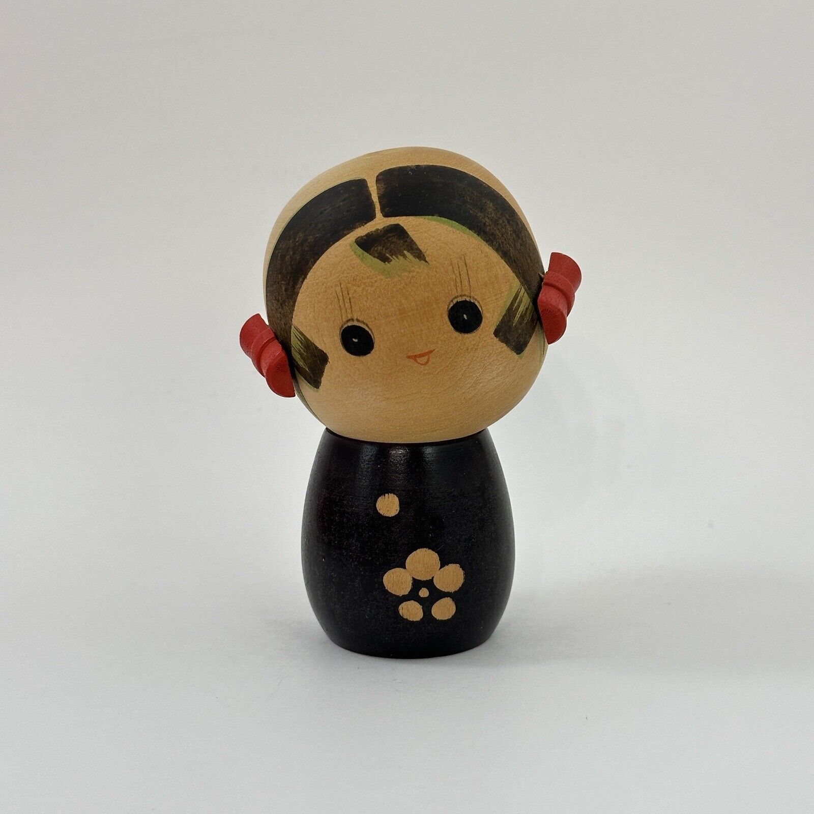Vintage Japanese Kokeshi Doll Hand Painted Wood Girl 4.25”