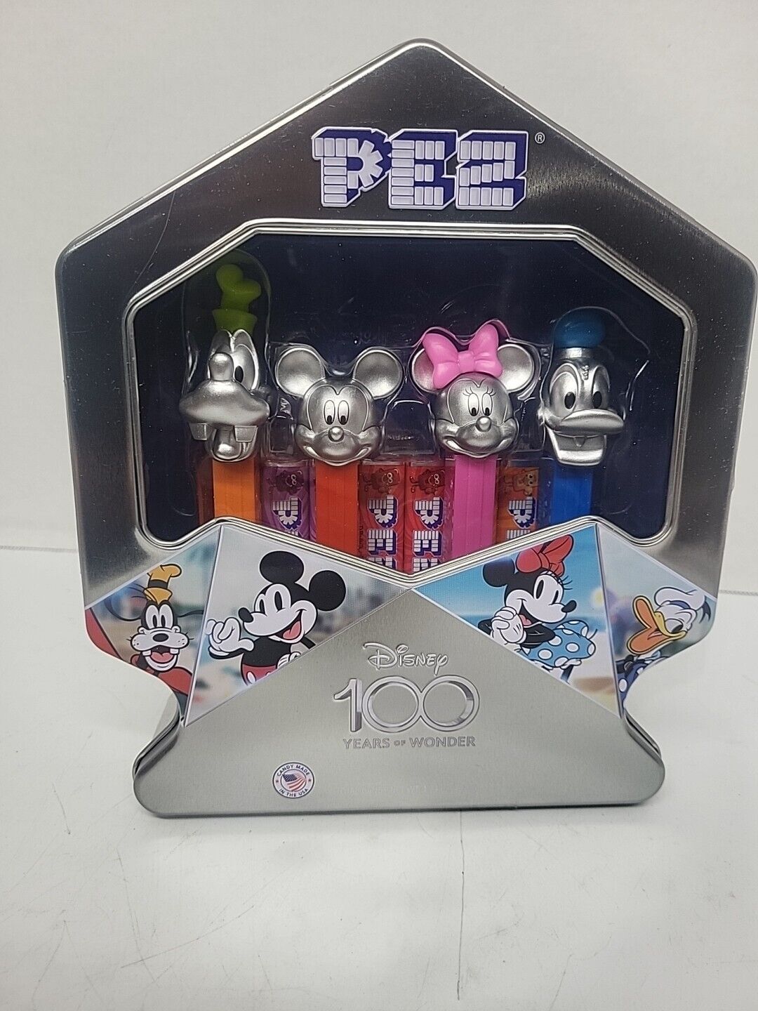 Disney 100 PEZ Anniversary Tin Collectible w/ 4 Pez Dispensers/Candy EXP 09/2027