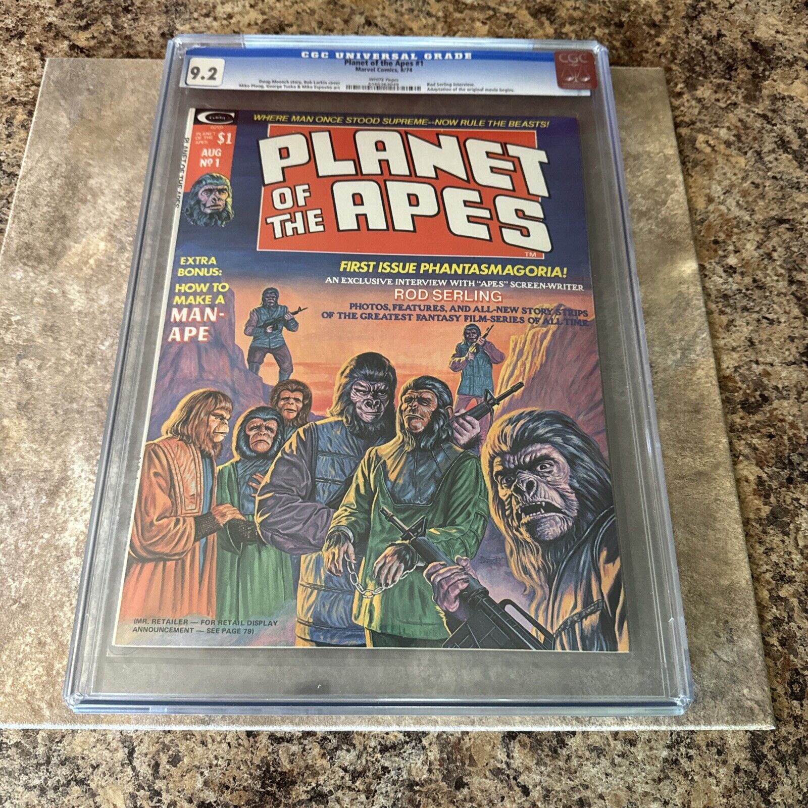 CGC 9.2 Planet Of The Apes #1 White Pages 1974 Curtis Marvel Movie Magazine