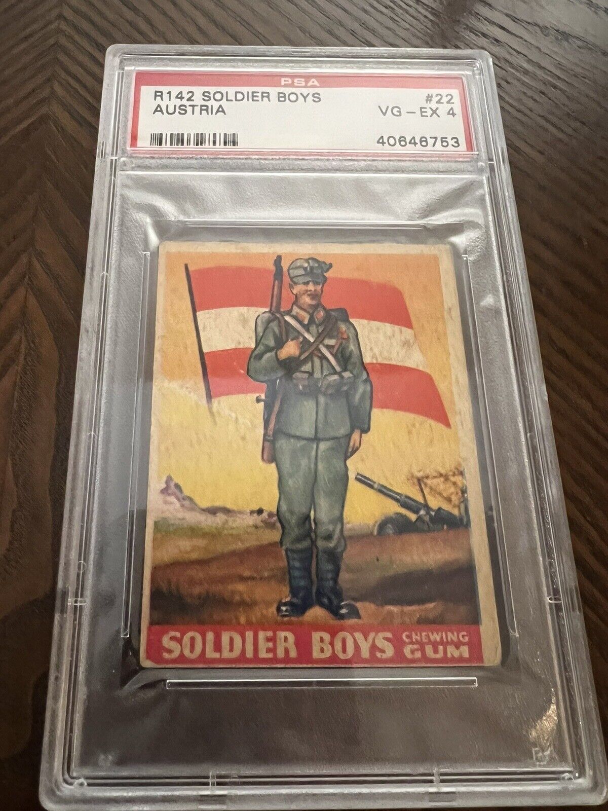 R142 Goudey, Soldier Boys, 1936, #22 Austria, Flag PSA 4