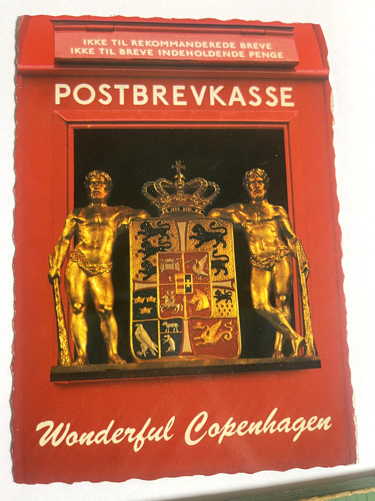 VINTAGE Wonderful Copenhagen Danish Coat of Arms Postcard Posted | P392