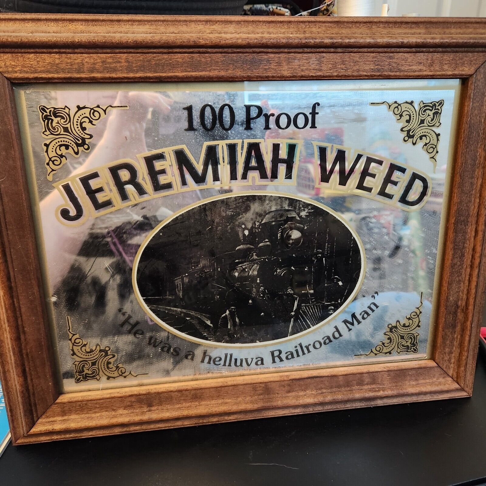 Jeremiah Weed Framed Mirror Sign