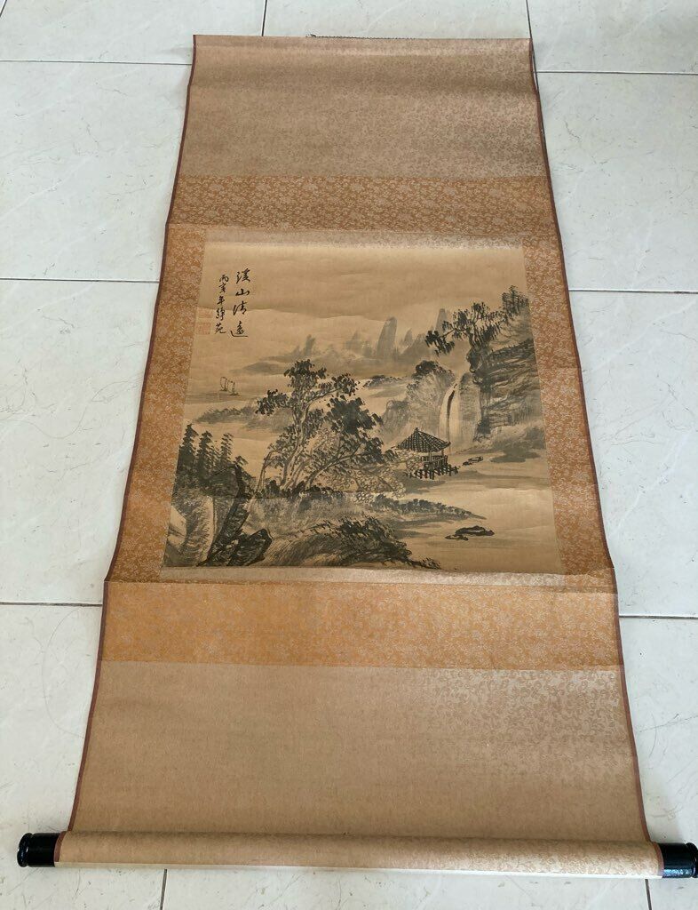 Old Chinese/Japanese Painting Hanging Scroll Nature Landscape artist Signed A03