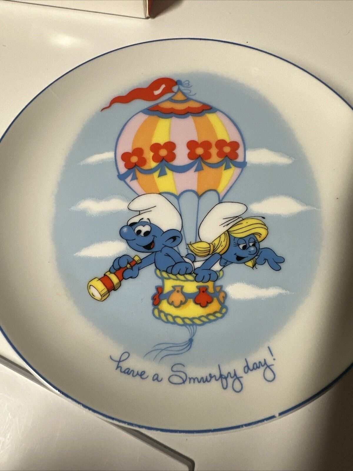 Vintage SMURF Have a Smurfy Day Porcelain Plate SMURFETTE Wallace Berrie 1982