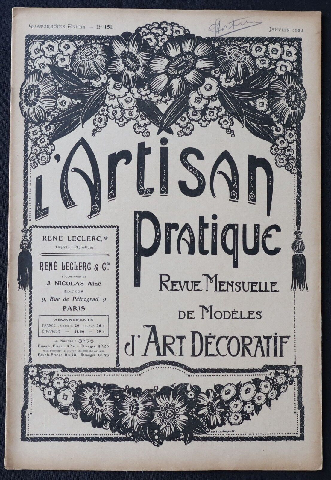 L\'ARTISAN PRACTICAL n°151 January 1922 Art Deco pyroengraving
