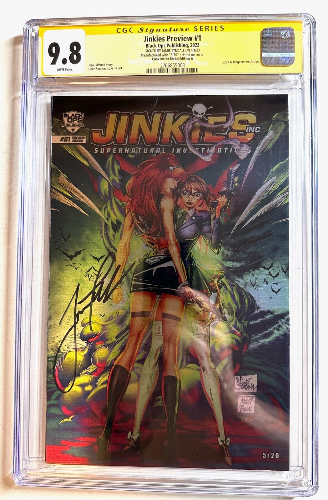 BLACK OPS JINKIES PREVIEW #1 CONV METAL LTD Variant CGC SS 9.8 Signed Tyndall