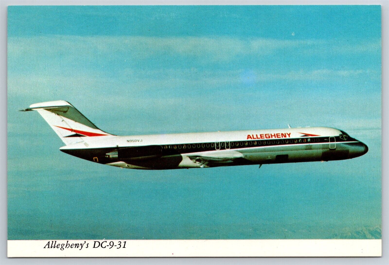 Airplane Postcard Allegheny Airlines Air System Douglas DC-9-31 Fanjet FO7