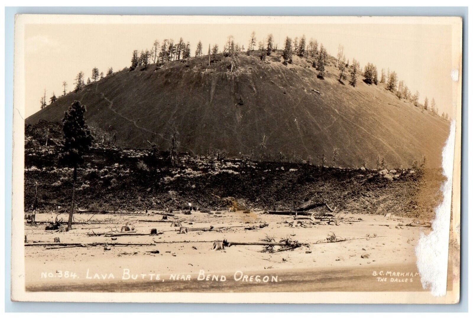 c1940's View Of Lava Butte Near Bend Oregon OR Vintage RPPC Photo Postcard