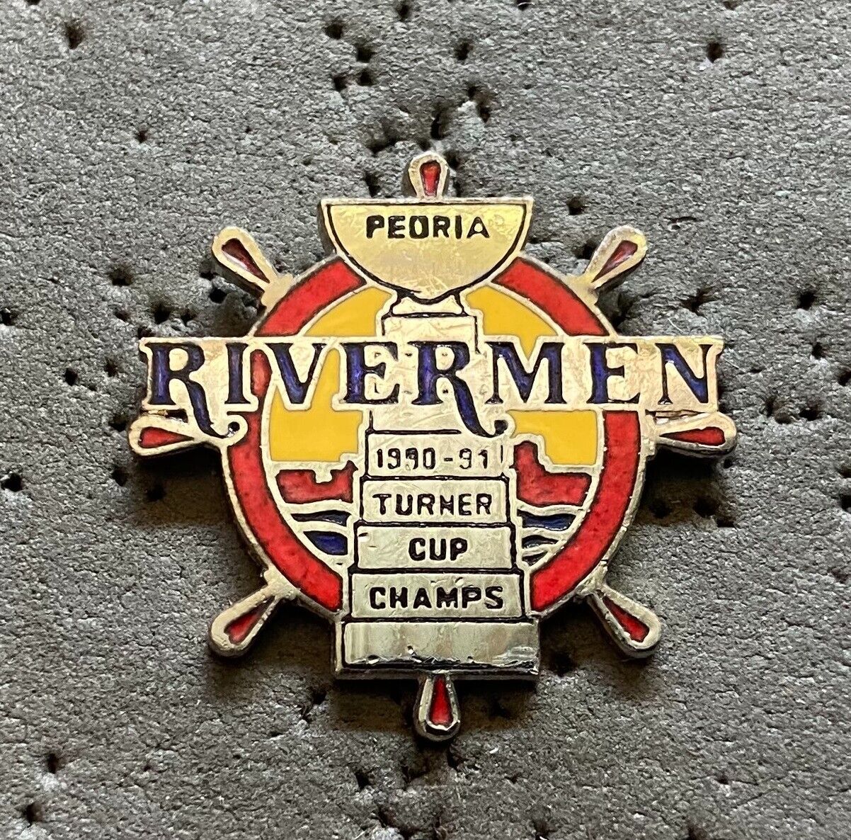 Peoria Rivermen 1990-91 Turner Cup Champs IHL Hockey Pin