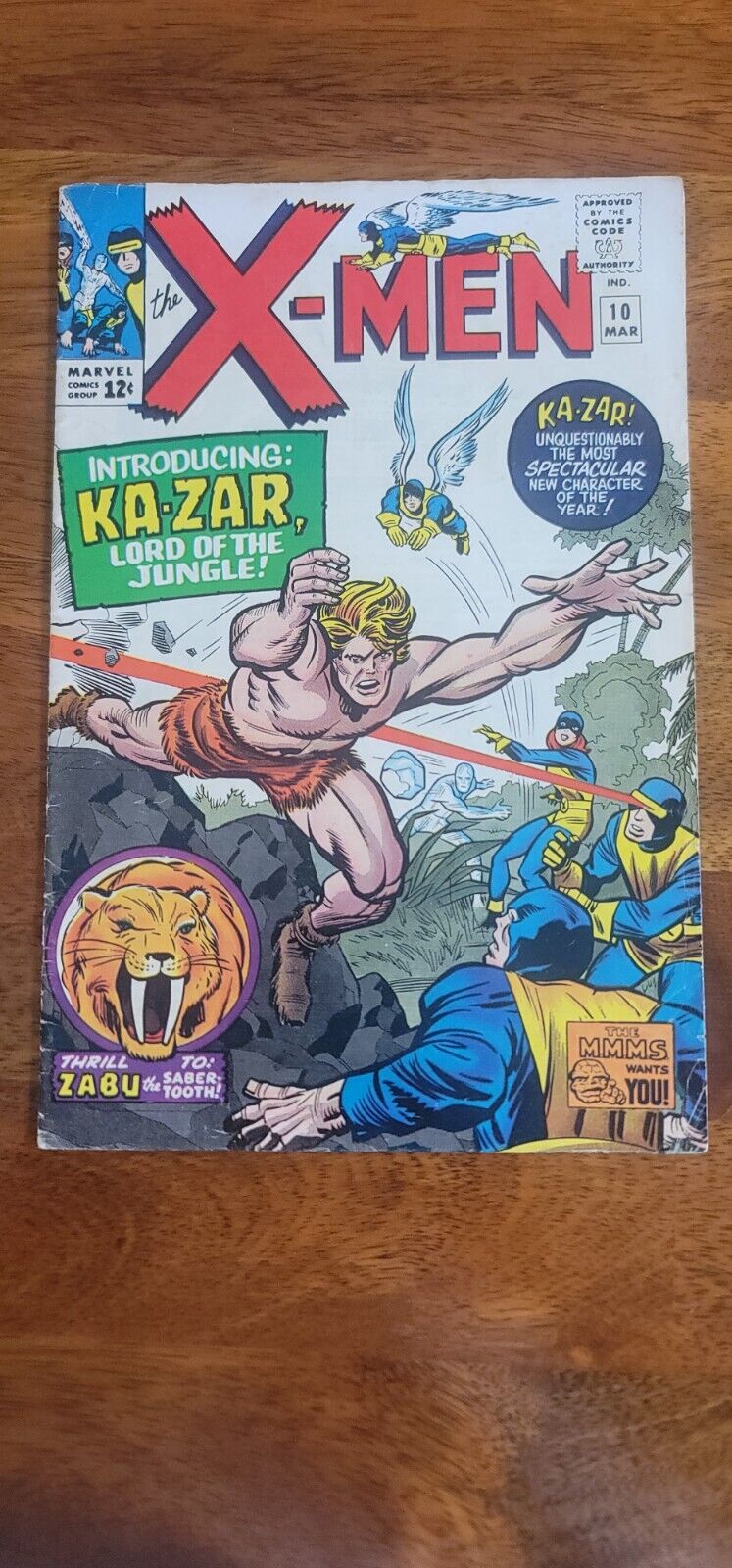 X-MEN #10  1st APPEARANCE Ka-Zar & Zabu the Sabertooth Marvel Comics 1965