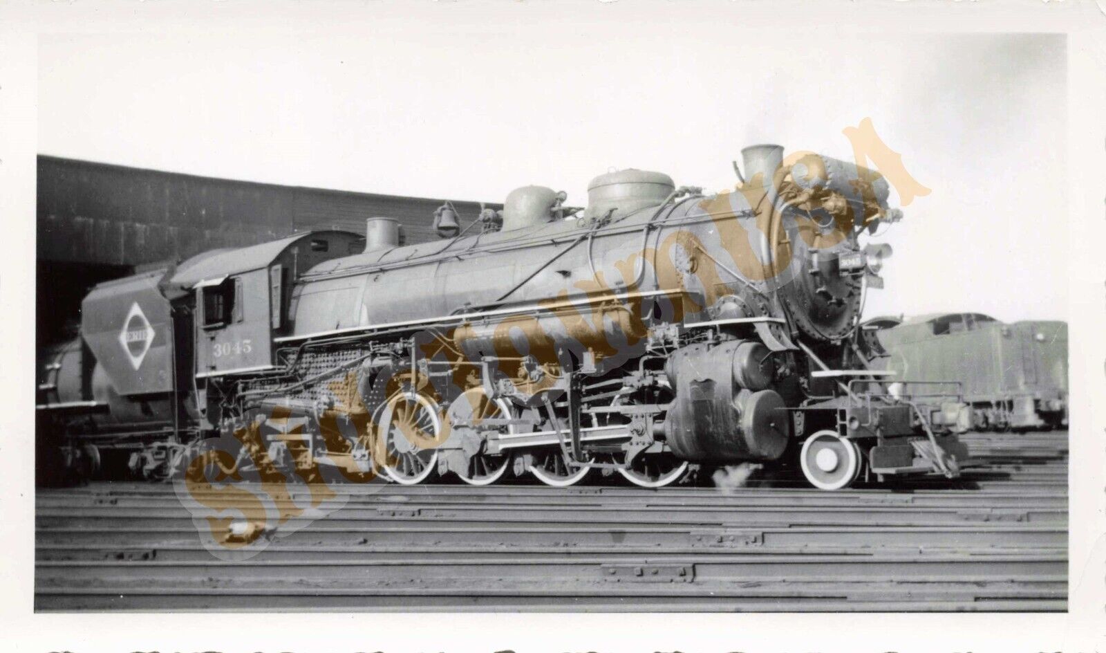 Vtg Train Photo 3045 Erie Steam Engine P00472