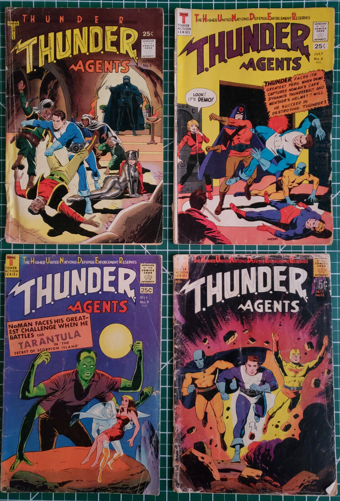 (Lot of 4) *WORN* THUNDER AGENTS comic books Nos. 4, 6, 9, 12 WOOD, DITKO