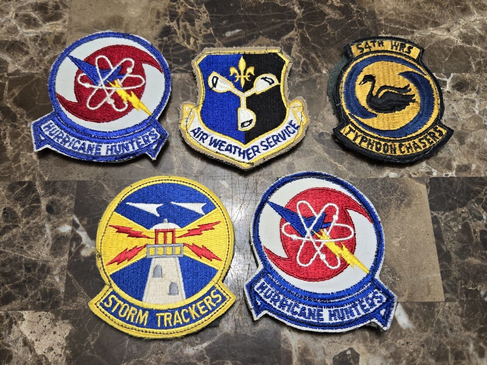 VTG USAF PATCHES TYPHOON CHASERS 54th SQUADRON HURRICANE HUNTERS STORM TRACKERS