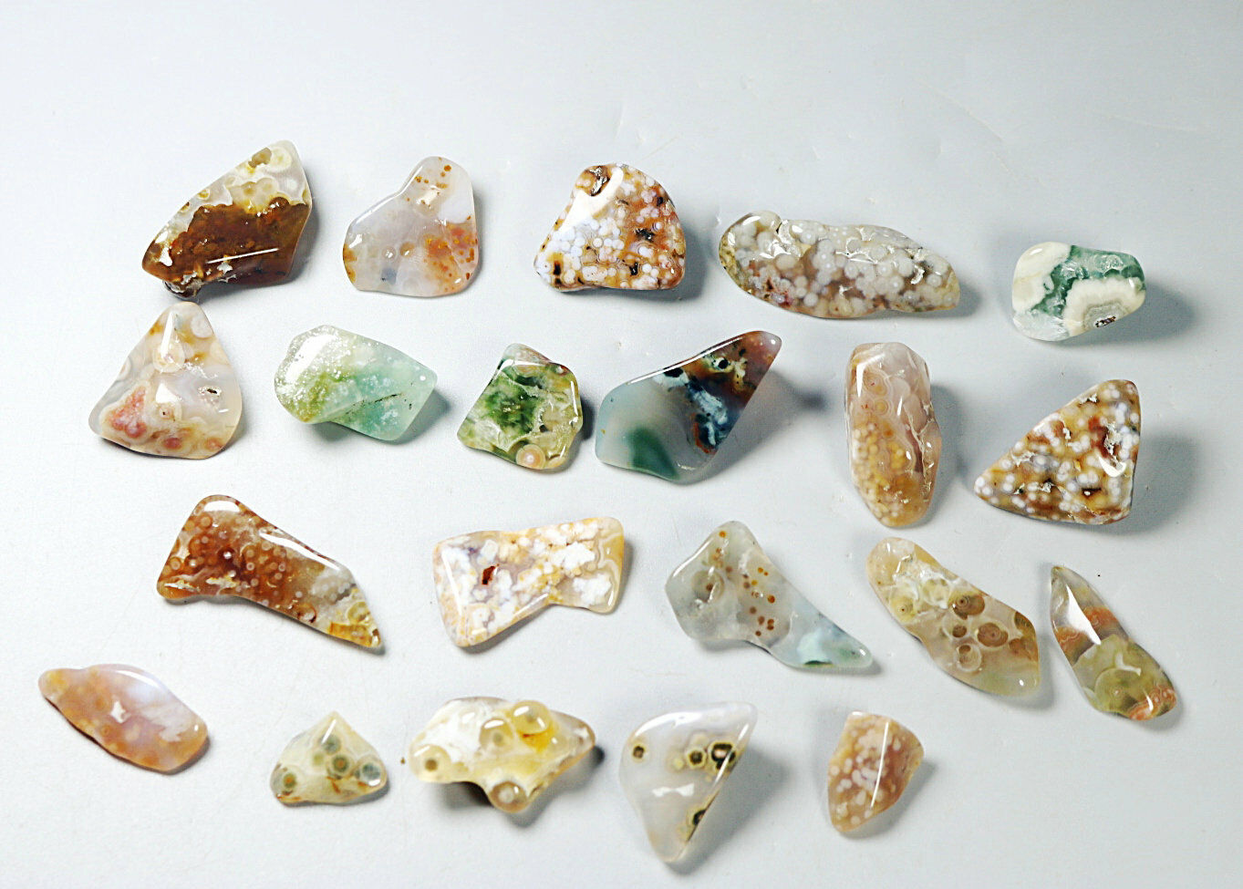 21pcs Amazing Ocean Jasper Crystal Agate Round Pendant Jasper Reiki Stone
