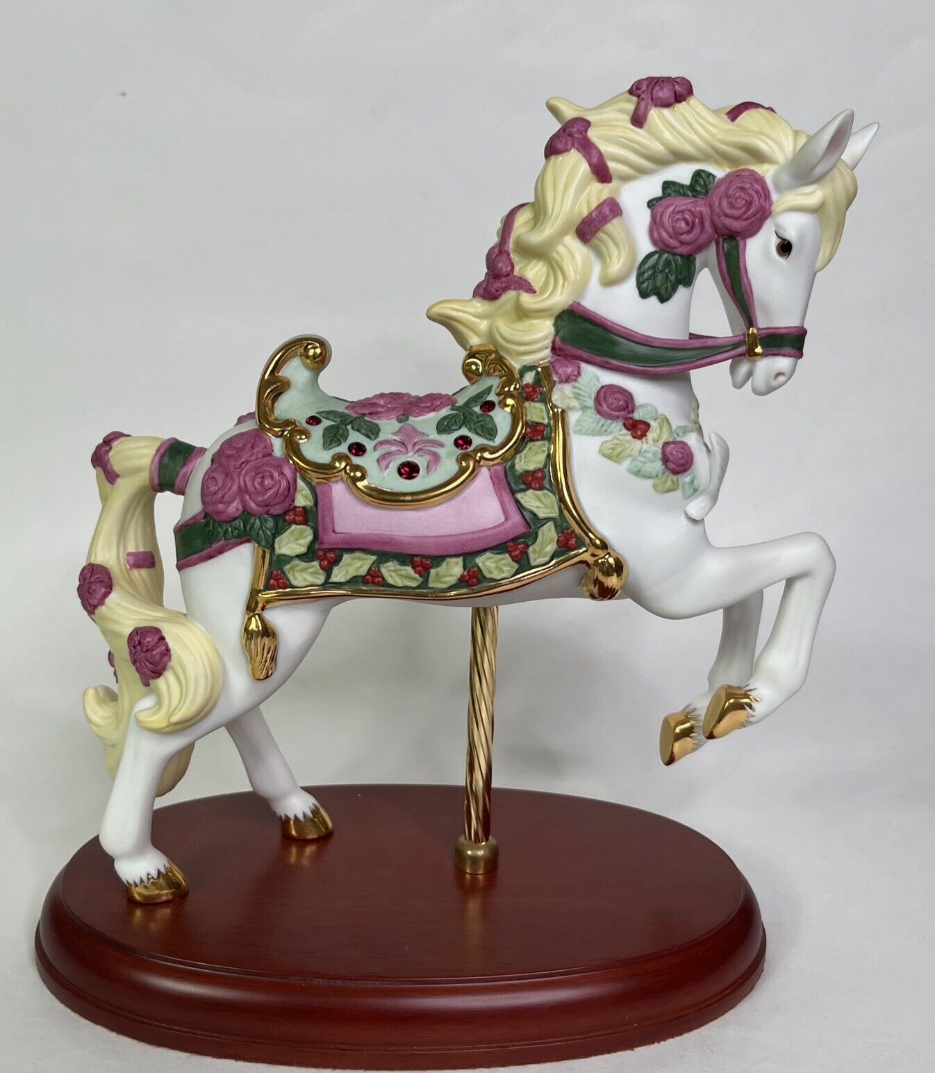 Lenox Porcelain Rubies And Roses Carousel Horse Ltd Ed 2009 Figurine In Orig.Box