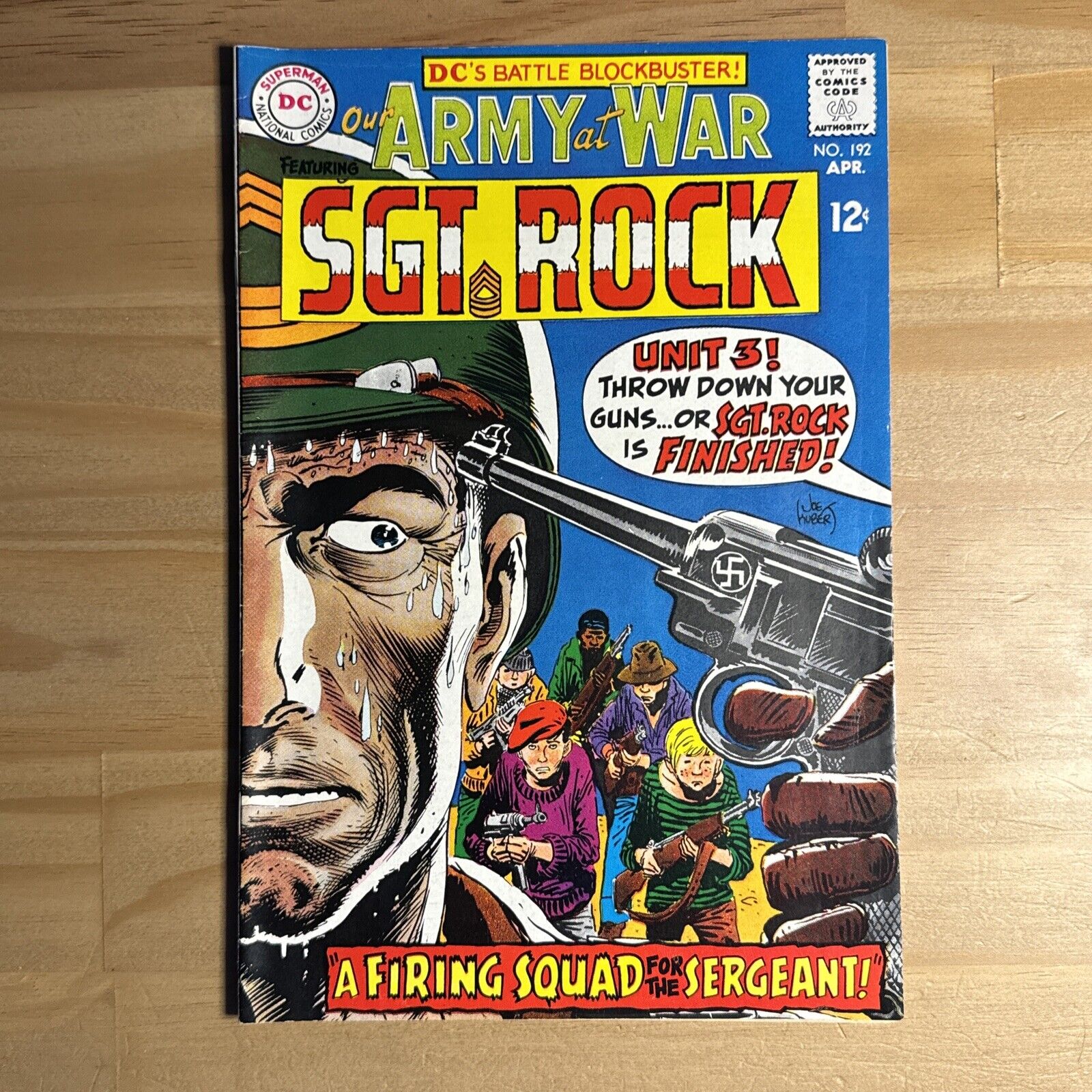 Vintage Apr 1968 OUR ARMY AT WAR #192 DC WAR Comic Book w/ SGT ROCK Joe Kubert