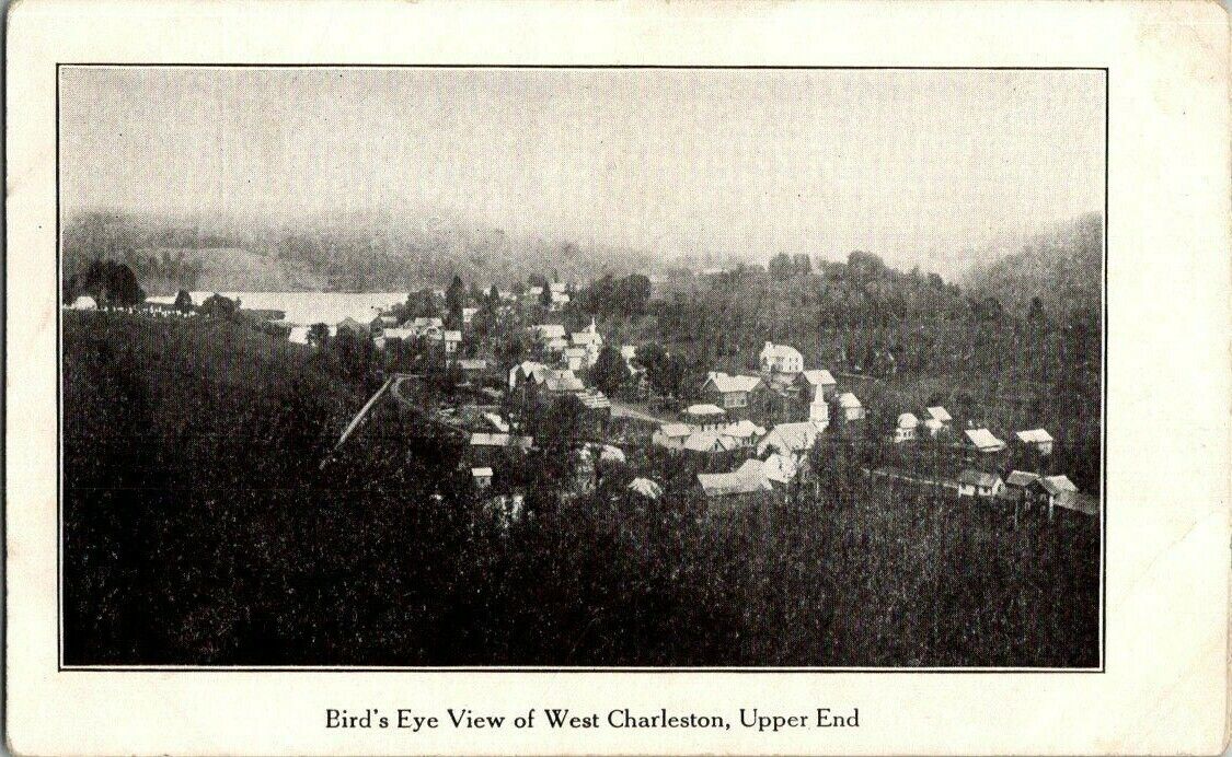 1908. BIRDS EYE VIEW OF WEST CHARLESTON, VT. UPPER END. POSTCARD. PL8