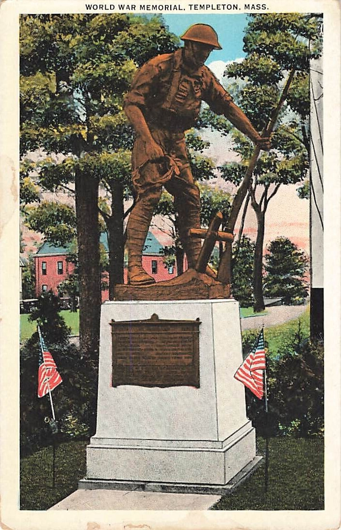 Postcard World War WWI Memorial Templeton Massachusetts WB