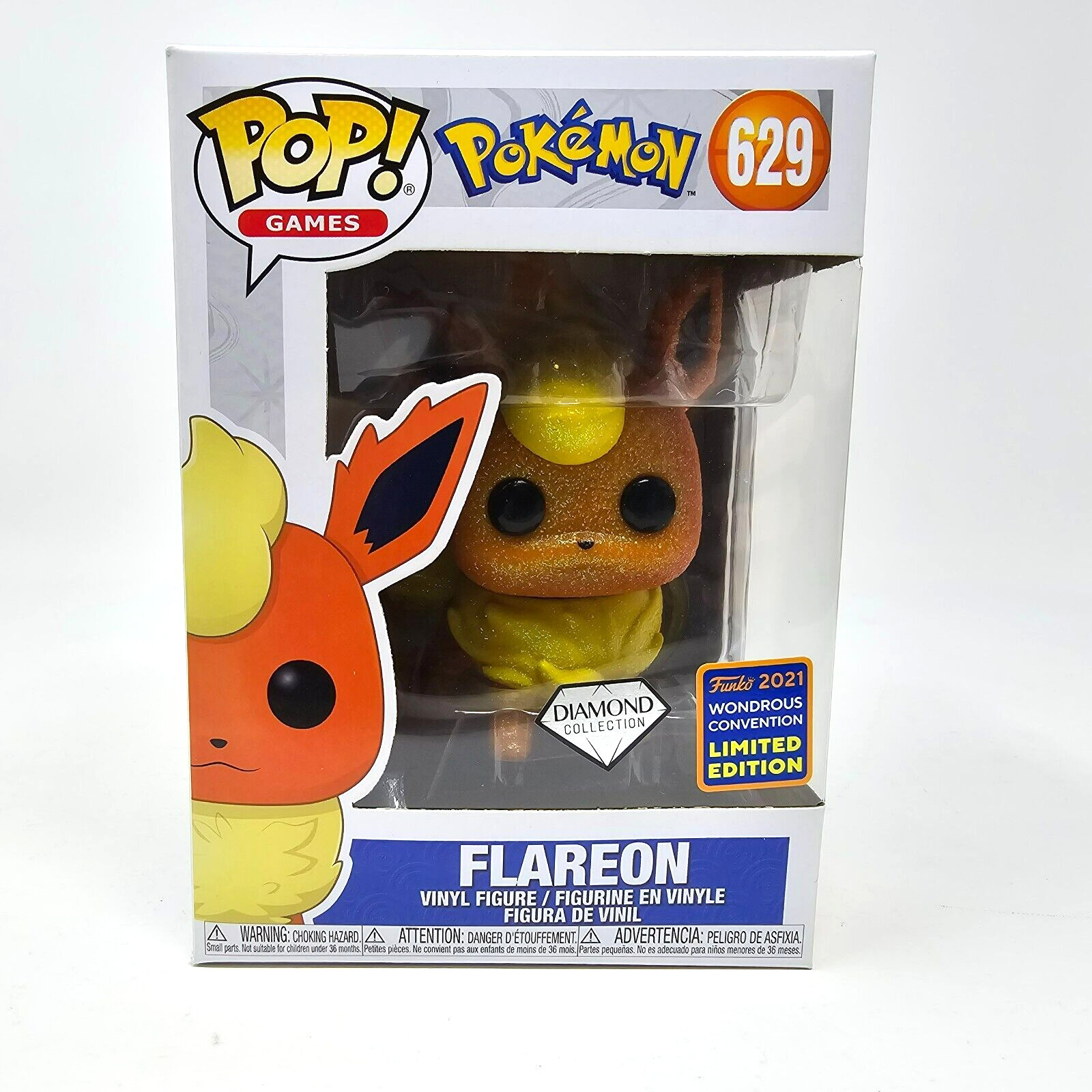 Funko Pop Pokemon Diamond Flareon #629 2021 Wonderous WonderCon Exclusive