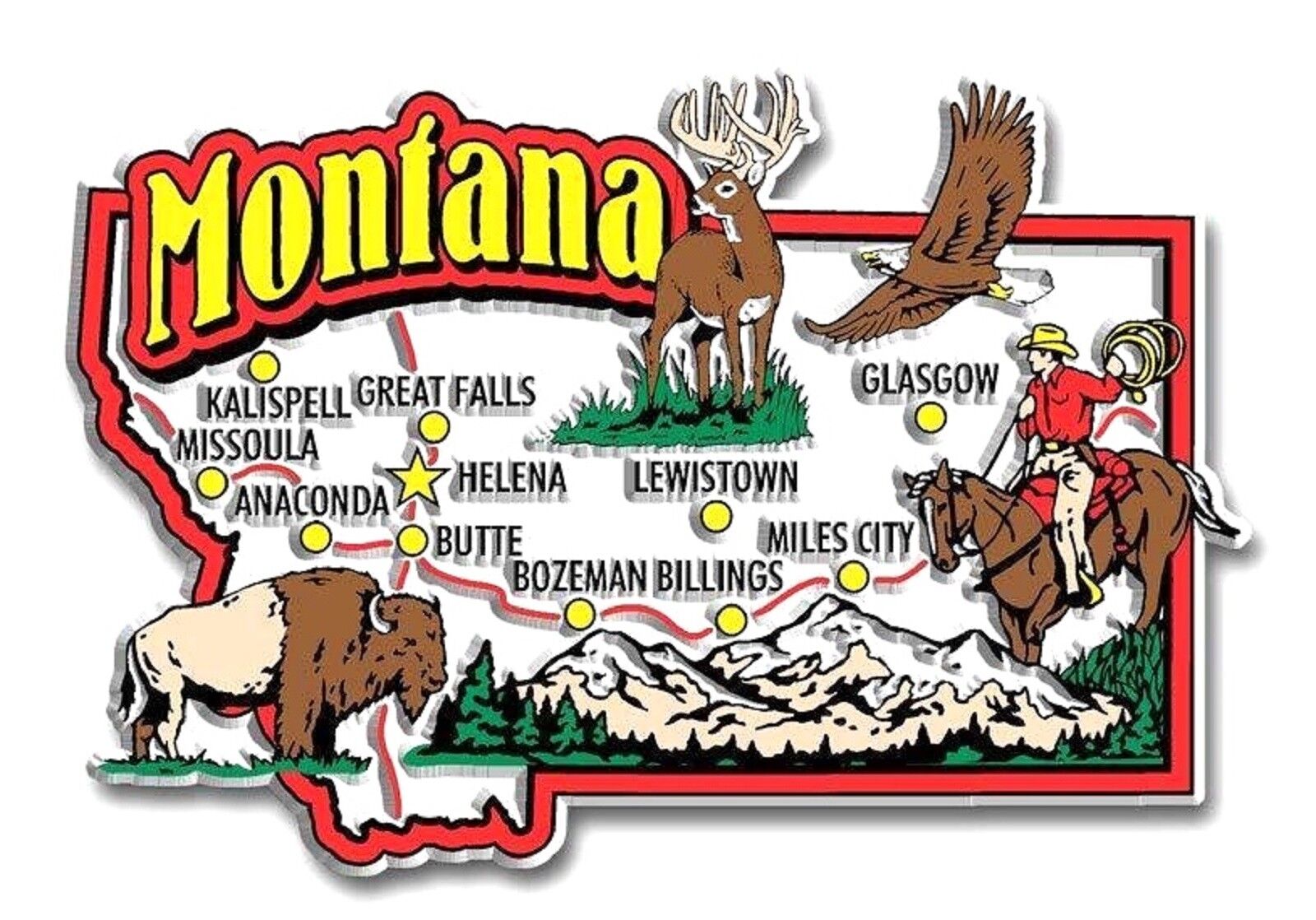Montana Jumbo State Map Fridge Magnet