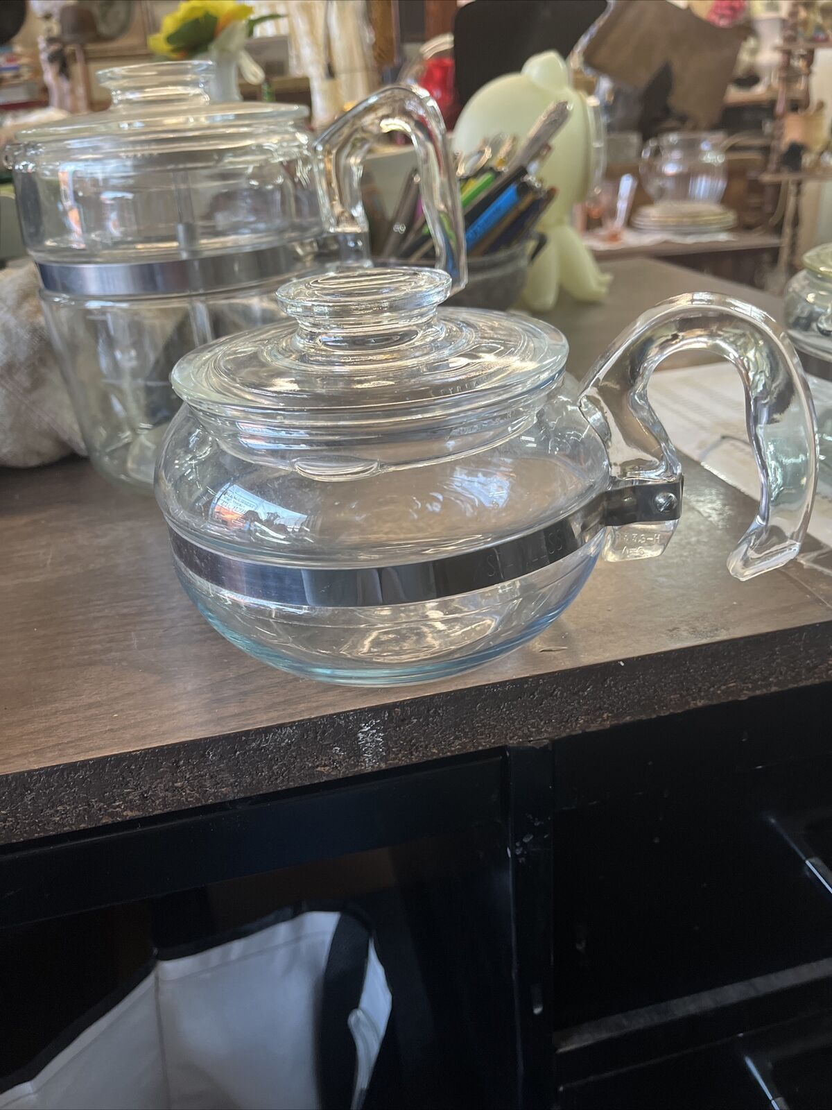 Vintage Clear Glass Teapot 