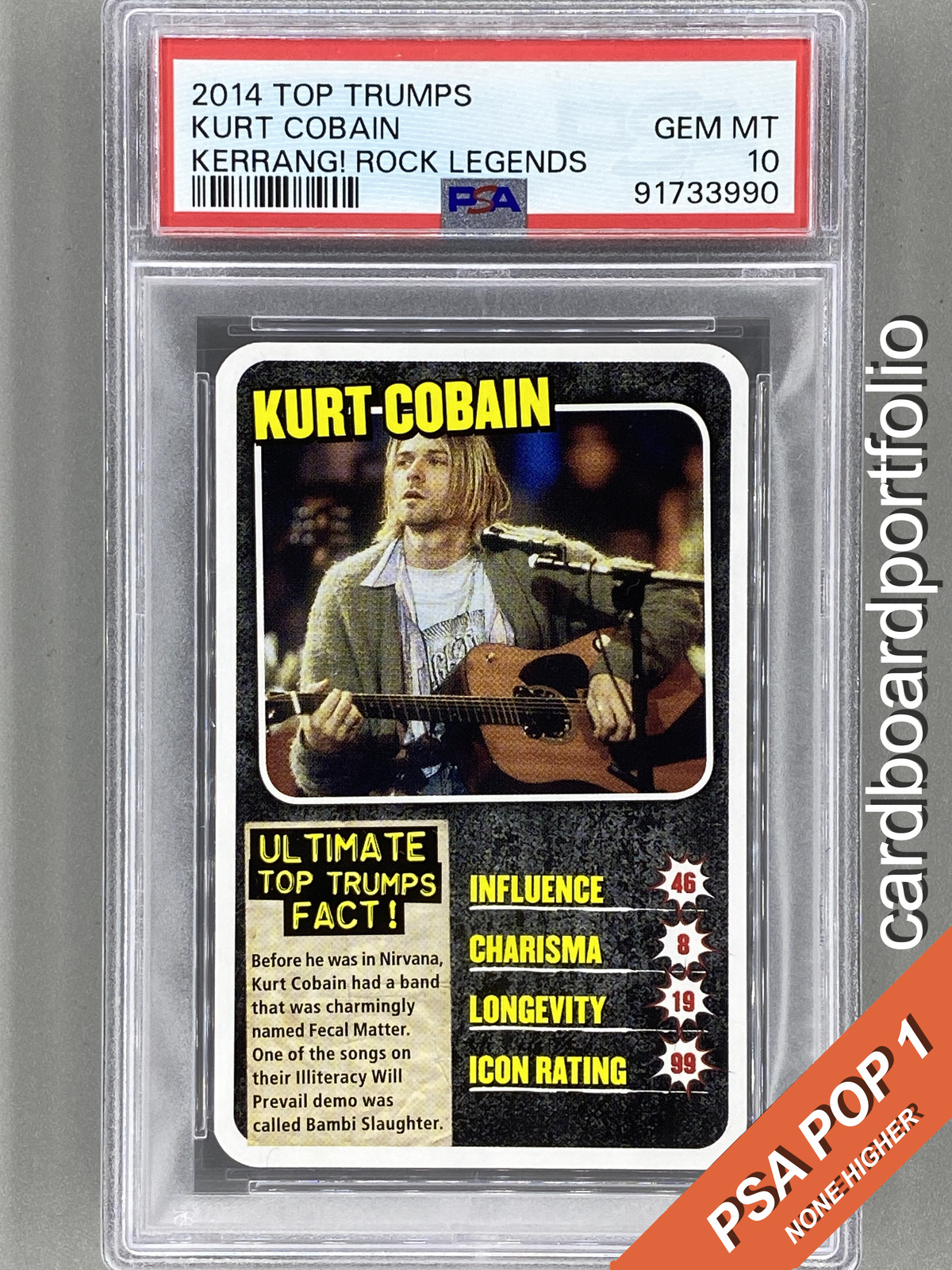 2014 Top Trumps Kurt Cobain Kerrang Rock Legends PSA 10 Pop 1 (Music)