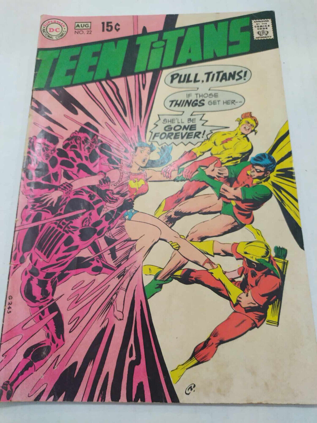 Teen Titans #22 Comic Book 1969 FN Wonder Girl Donna Troy Origin DC Neal Adams