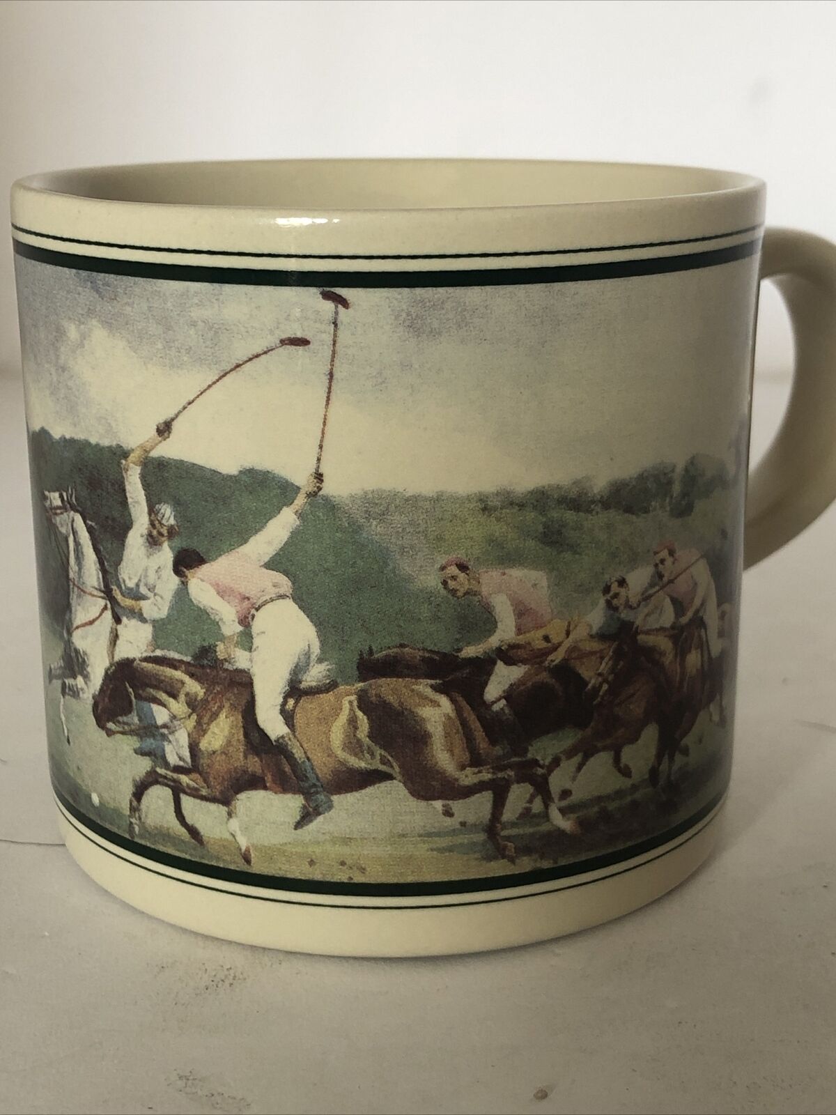 Vintage Polo Scene Coffee Tea Mug Made in Japan 12oz  Horse Gifts Equestrian 