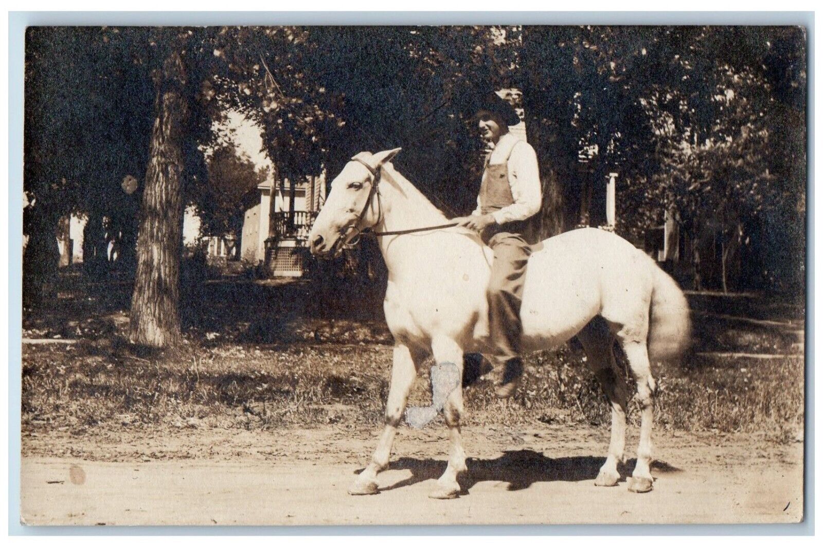 Canton South Dakota SD Postcard RPPC Photo Boy Riding Horse 1908 Posted Antique