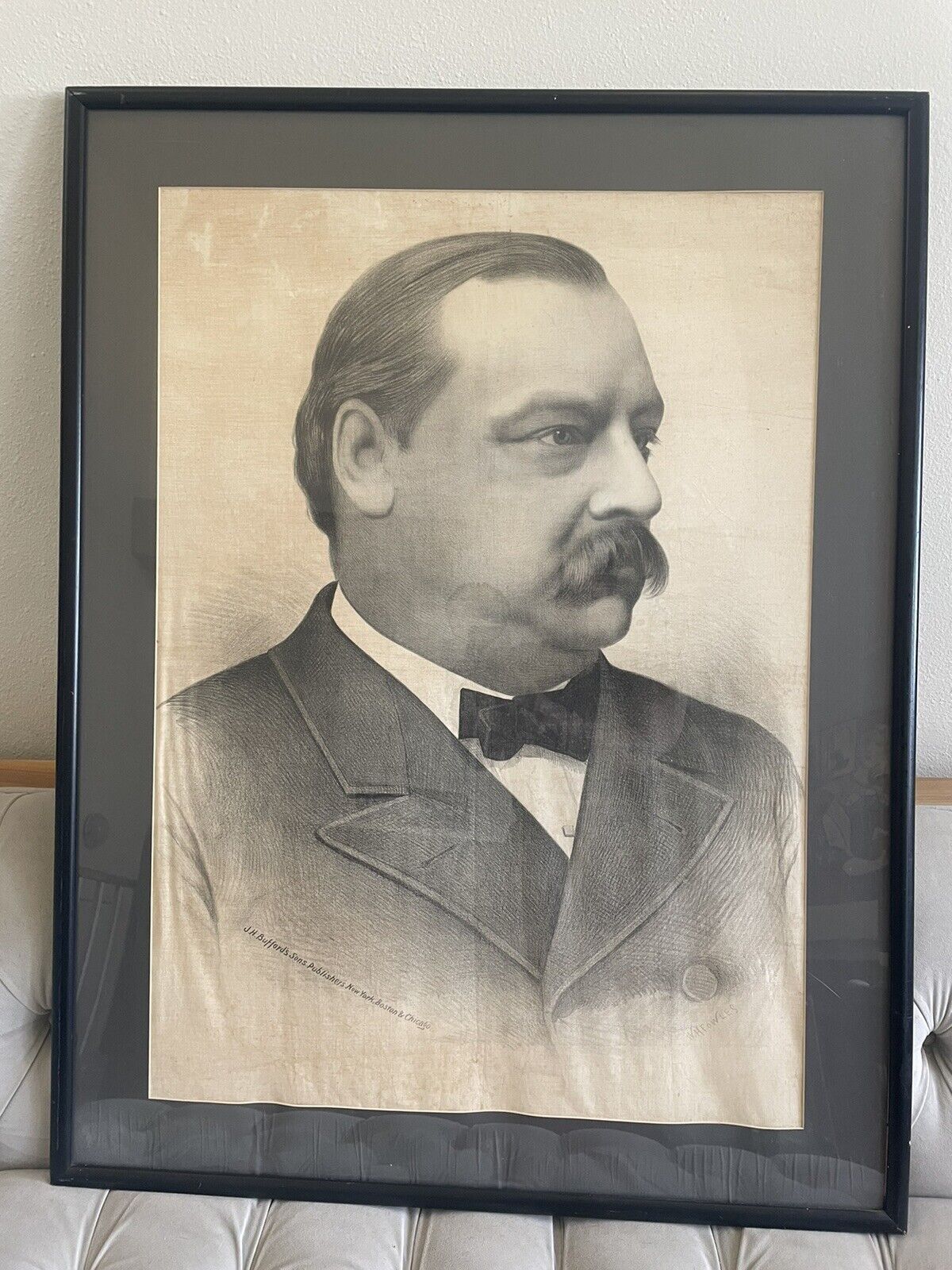 ￼ Extremely￼ Rare  Vintage Large Grover Cleveland portrait on cloth  43”x33”