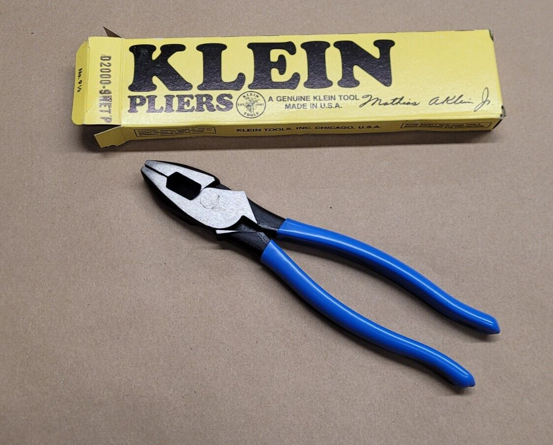 NOS Vintage Klein Lineman's Pliers D2000-9NETP No. 9-1/2 Made in USA