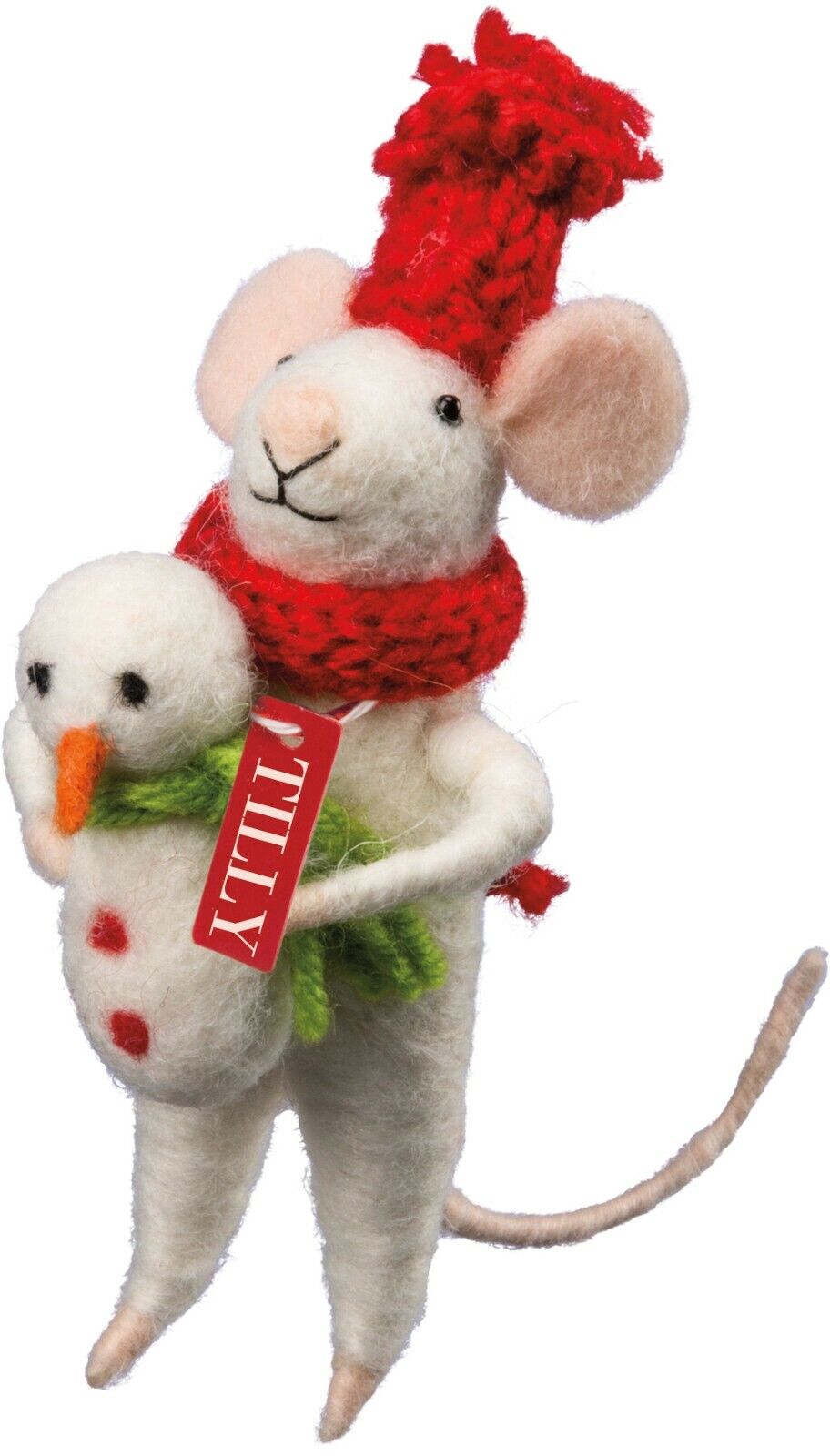 Primitives by Kathy Felt Mouse TILLY Critter Christmas Holiday Snowman Ornament