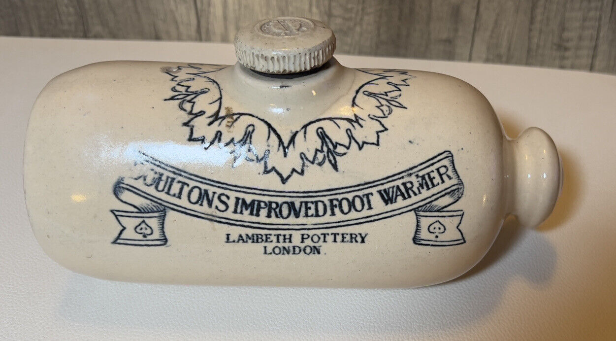 Antique 1881 Lambeth Stoneware Doulton's Hot Water Foot Warmer London England