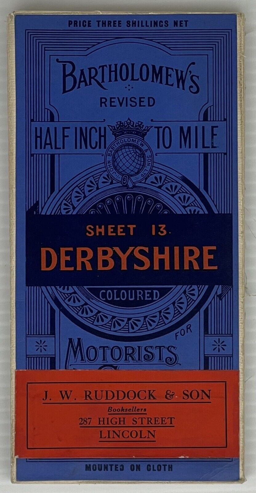 c1930s DERBYSHIRE~Bartholomew\'s~Half inch Mile~Motorists & Cyclist Road Map