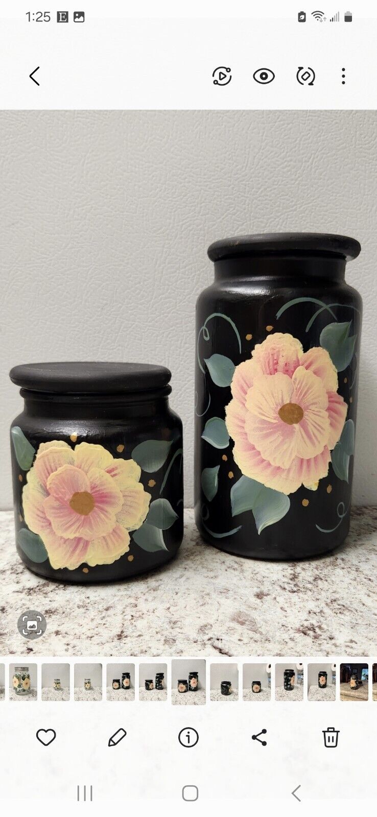 decorative hand painted glass Canisters