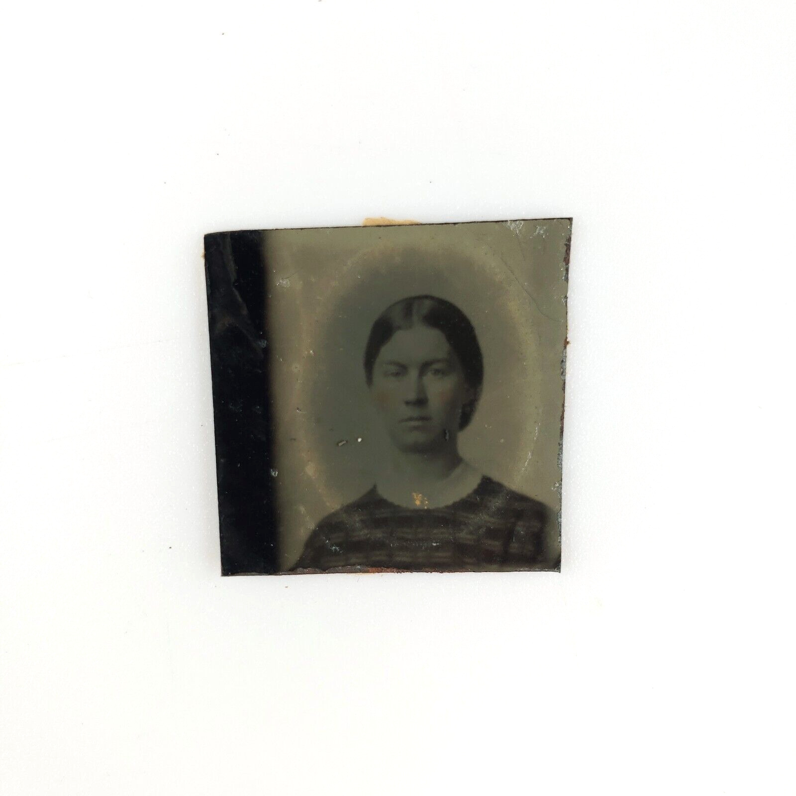 Contemplative Pretty Young Woman Tintype c1870 Antique Lady Girl Gem Photo A3028