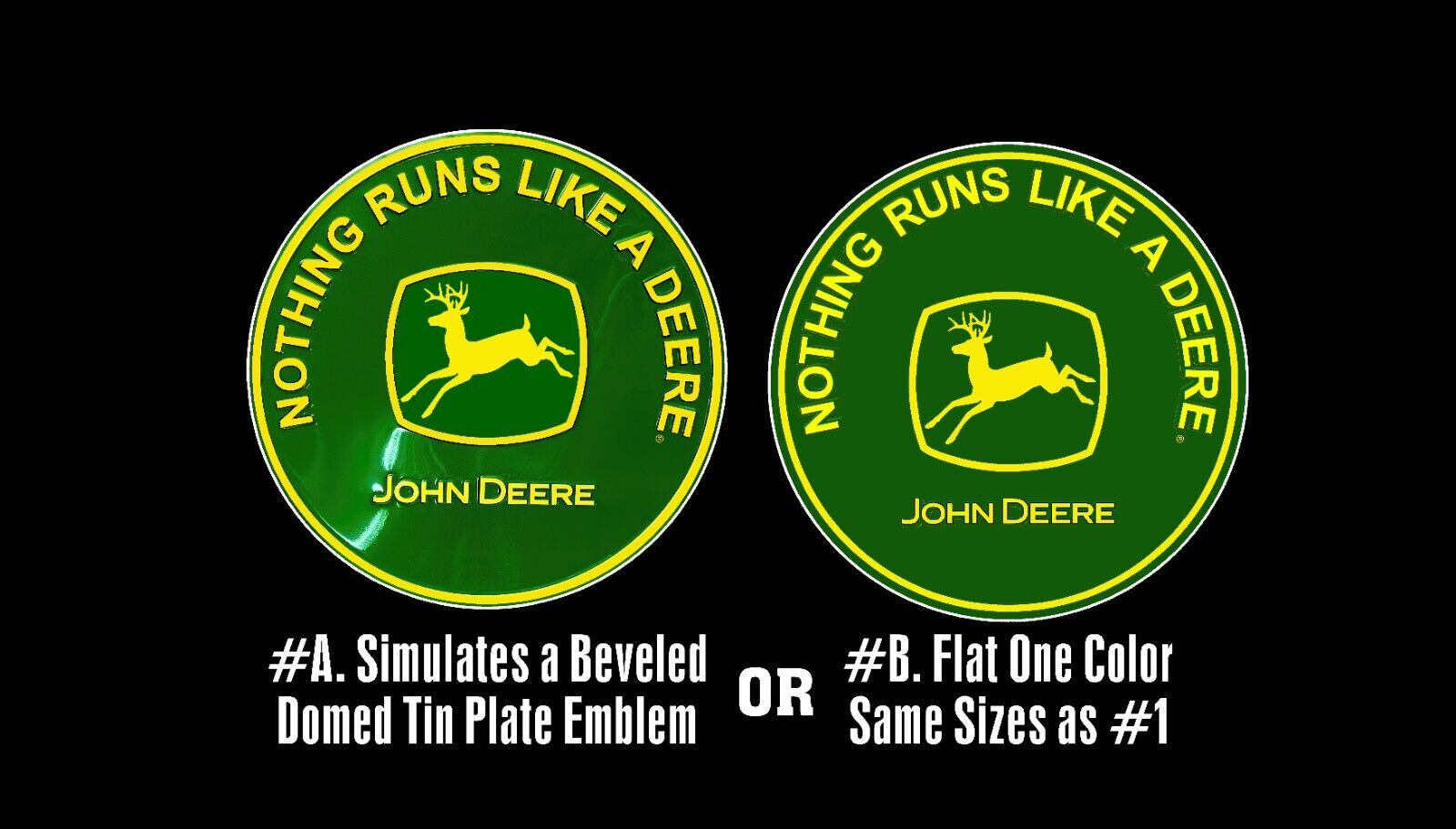 John Deere Vintage 1950's  Historic Redrawn Beveled or Flat Emblem Sticker Decal