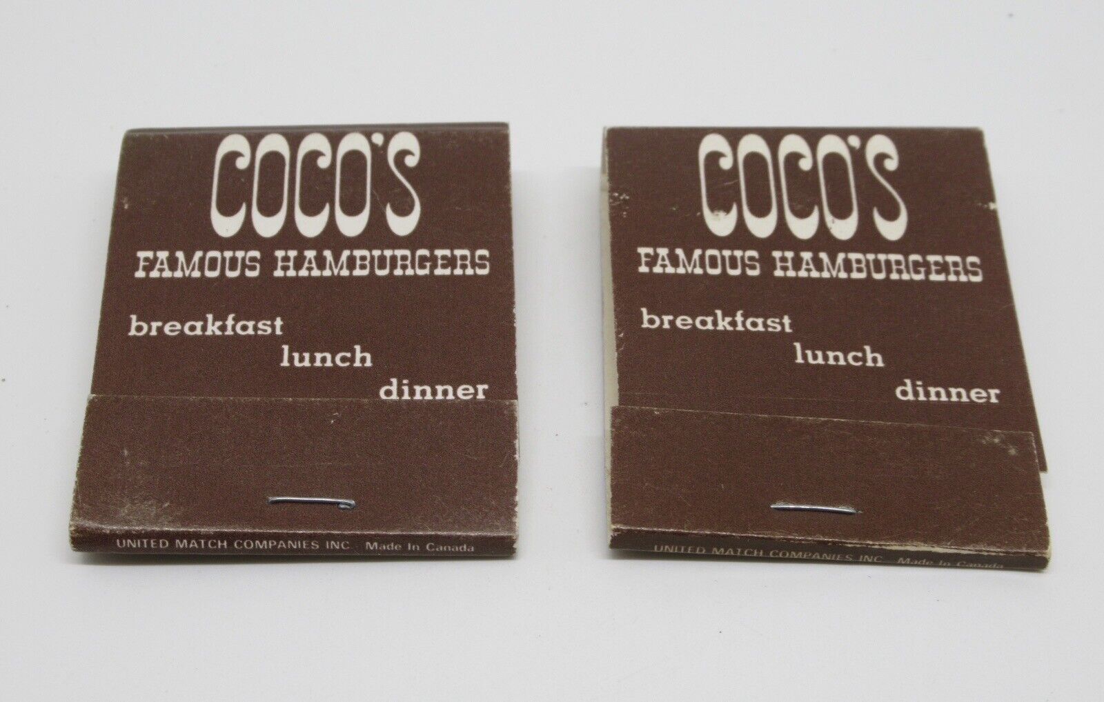 Coco's Famous Hamburgers Restaurant LOT Two (2) FULL Matchbook's