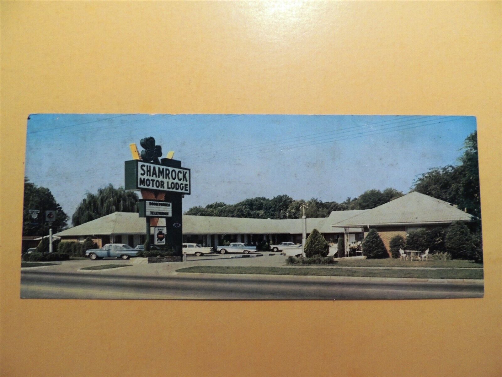 Shamrock Motor Lodge Birmingham Alabama vintage oversized postcard 