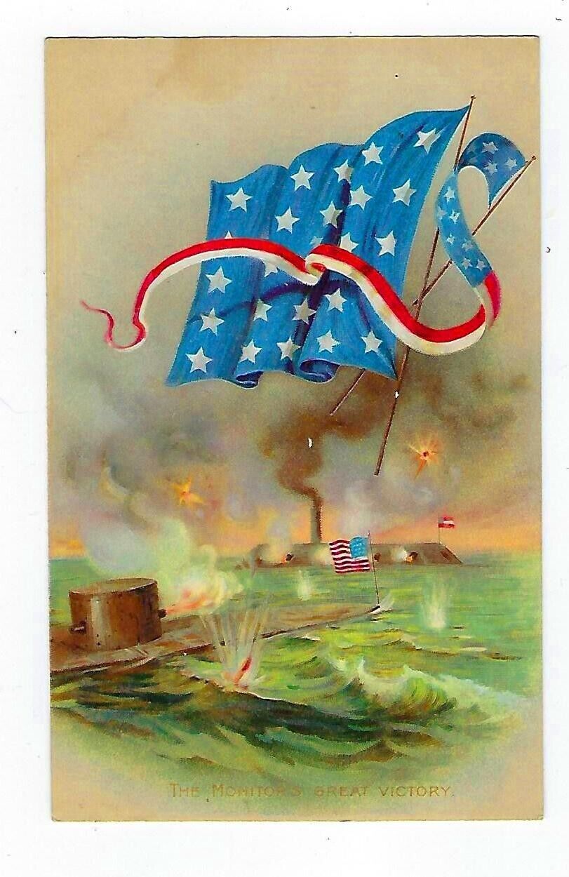 Early 1900\'s Postcard July 4th The Monitor\'s Great Victory,  Used Embossed