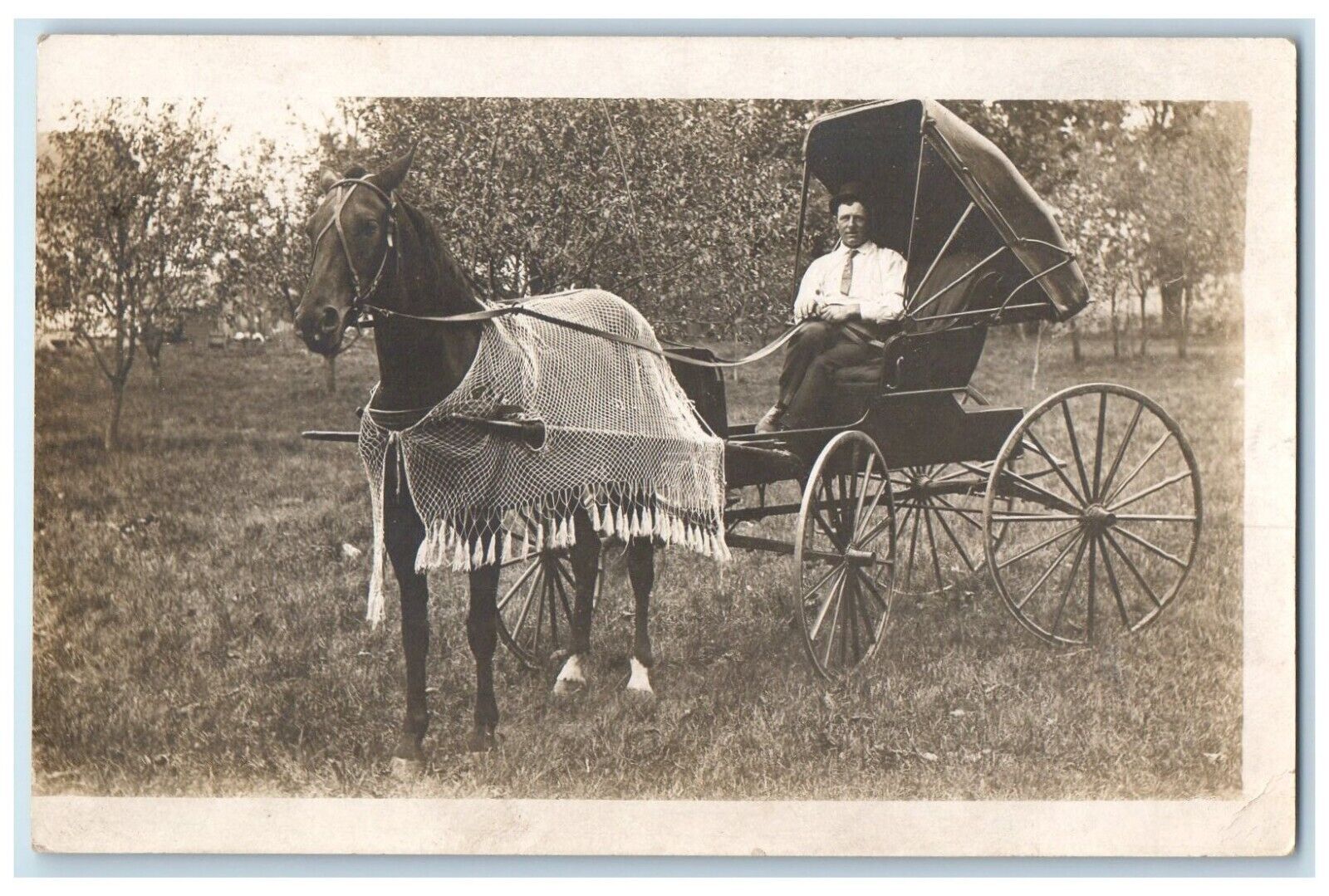 c1910\'s Horse And Buggy Larsen Wisconsin WI RPPC Photo Posted Antique Postcard